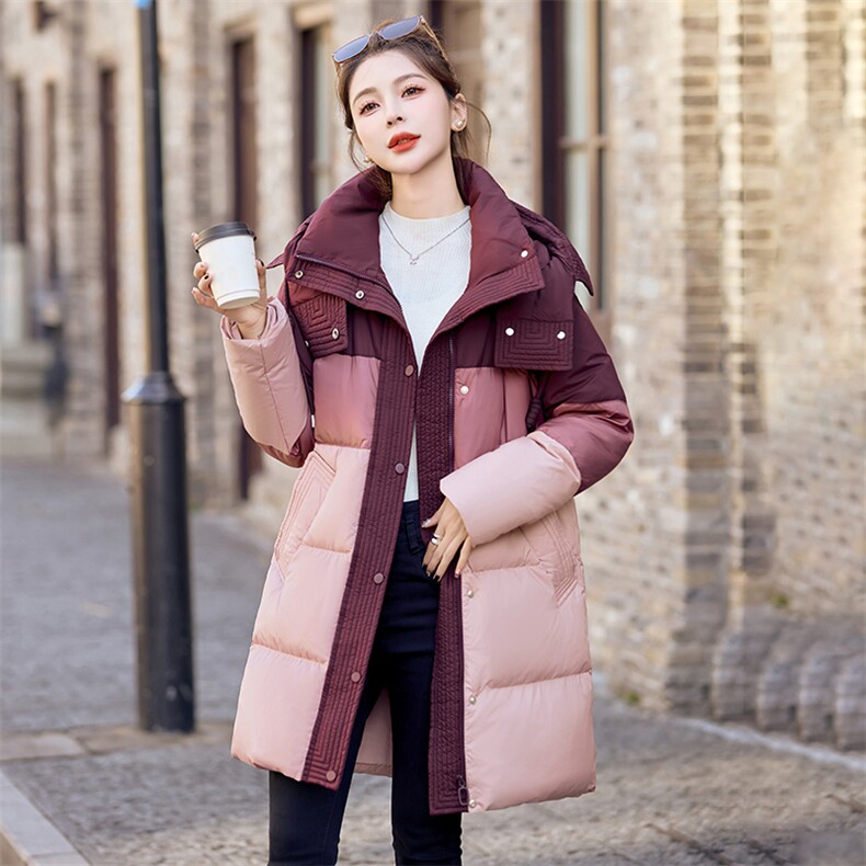 时尚显瘦中长款羽绒服女士保暖百搭冬季外套高端品质优雅气质,女装羽绒服,天丽