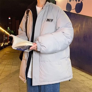 1506-1/M2021/P74冬季加绒加厚面包服新款潮流日系简约棉衣外套男图片