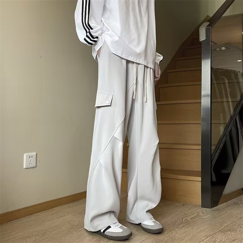 高街工装机能冲锋裤男休闲哈伦拖地阔腿长裤薄款户外直筒X319/P44，男装工装外套，星座506