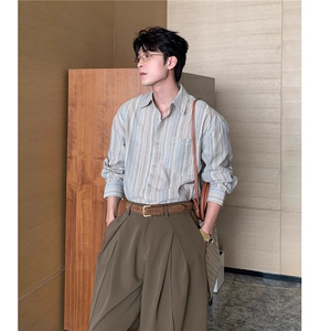麻棉休闲宽松条纹衬衫 D328-WW18-P55图片