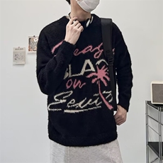 潮牌提花水貂毛宽松软糯毛衣男女秋冬季慵懒情侣毛茸针织衫外套，男装针织衫/毛衣，星座1013