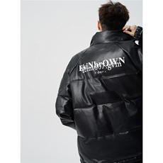 鳄鱼纹印花设计大码M-5XL手塞棉夹克PU皮棉服外套男8507P120控158，男装夹克，星座226-1