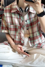 夏季复古格子大码原创休闲男半袖短袖衬衫C2174-P27【特价】，男装衬衫，电商A007