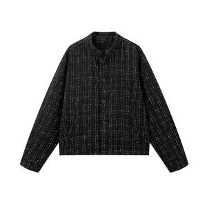 XF2623/P75春装小香风西服男短款夹克格子新中式西装痞帅立领外套