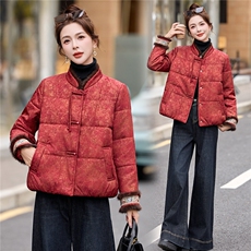 新中式绵羊毛棉服女2025年冬季新款时尚刺绣真水貂毛棉袄加厚外套，女装棉衣/棉服，蓝朵琳