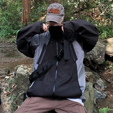 A660-P62山系户外宽松冲锋衣男款夏季日系撞色拼接连帽夹克外套，男装夹克，星座512-6