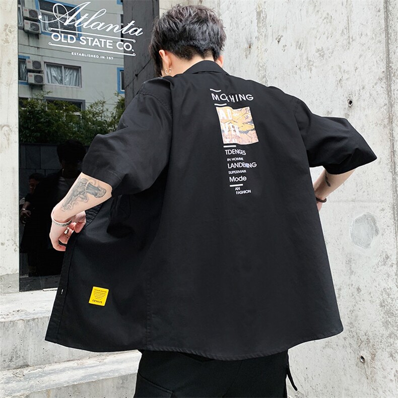 100%棉夏装新款短袖衬衫五分袖衬衣男CS032,男装衬衫,电商D240-242