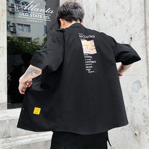 100%棉 夏装新款短袖衬衫五分袖衬衣男CS032图片