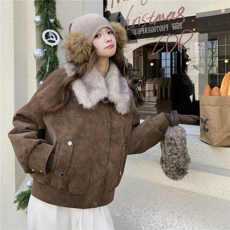 冬装新款鹿皮绒加毛加棉外套2C092-8815-P215-K338,女装短外套,2C092