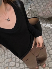 时尚百搭温柔U领打底精纺羊毛衫显瘦修身舒适保暖，女装羊毛衫，圣旺供货
