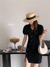 香丽迪2022年夏季新款拼接连衣裙女针织短袖圆领修身高腰，女装连衣裙，香丽迪1