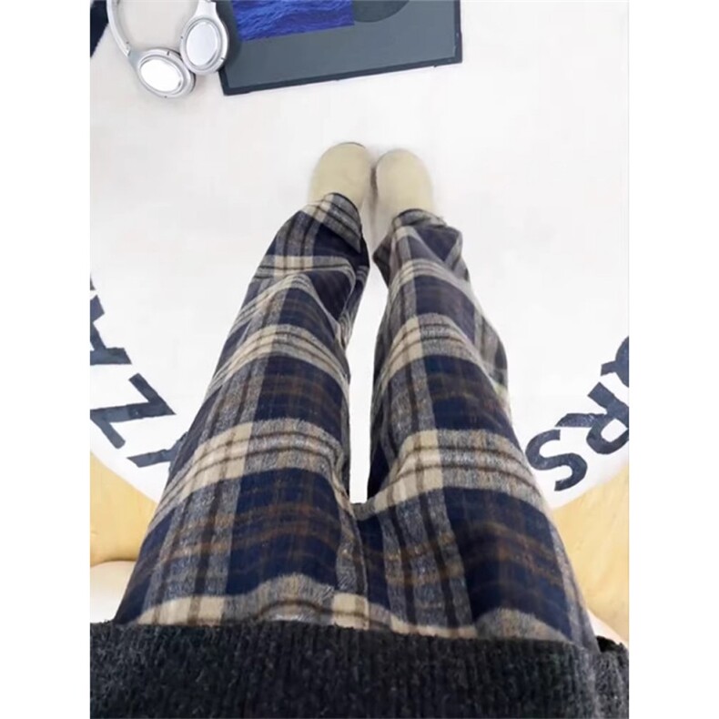 美式复古毛呢格子裤男款秋冬重磅卫裤慵懒风运动休闲裤MKC20P49,男装休闲裤,星座1013-5