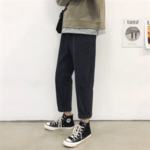 港风宽松复古牛仔裤男士秋季潮流个性直筒裤K819-P40图片