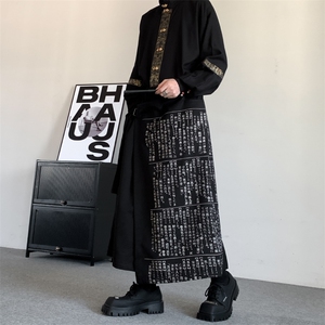 春装到货山本暗黑风词典书法工装裙裤阔腿裤西裤裙裤男女九分裤图片