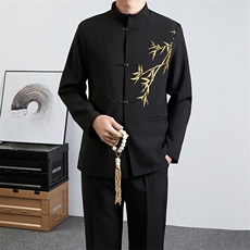 新中式男士订婚衣服风立领中山装金竹刺绣男孩成人礼服西装XF42，男装西服，星座601-1