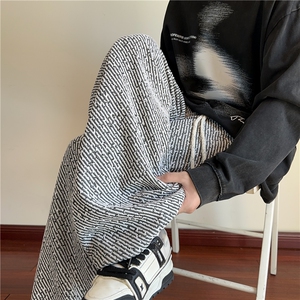 秋季新款斜条纹针织设计雪尼尔直筒休闲裤B315-K25315-特p35控68图片