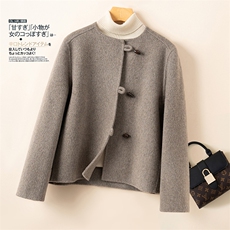 2025百搭时尚纽扣大衣新款时尚双面呢羊毛大衣，女装双面呢大衣，优远毛呢大衣