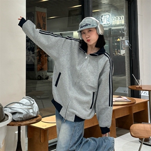 抖音得物高品质 美式高街重磅结构设计拼接织带立领卫衣外套 CM42图片