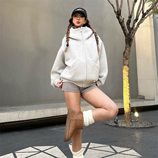 抖音得物高品质25秋冬美式高街宽松结构防风高领连帽卫衣外套W60，男装卫衣，电商A486