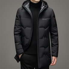 冬季新款中年男士白鸭绒脱卸帽羽绒服男爸爸冬装外套TLM2349-P250，男装羽绒服，电商B212（原钱塘6029）