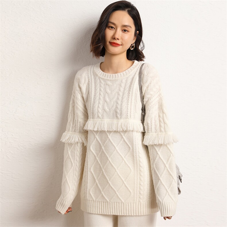 2024秋冬新款羊绒衫女羊绒长袖套头宽松百搭毛衣，女装羊绒衫，五色羊羊绒