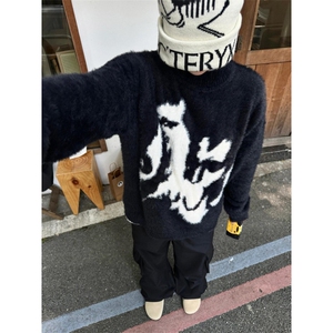 【有货】D561CC-特P58水貂毛毛衣男美式海马毛针织衫外套