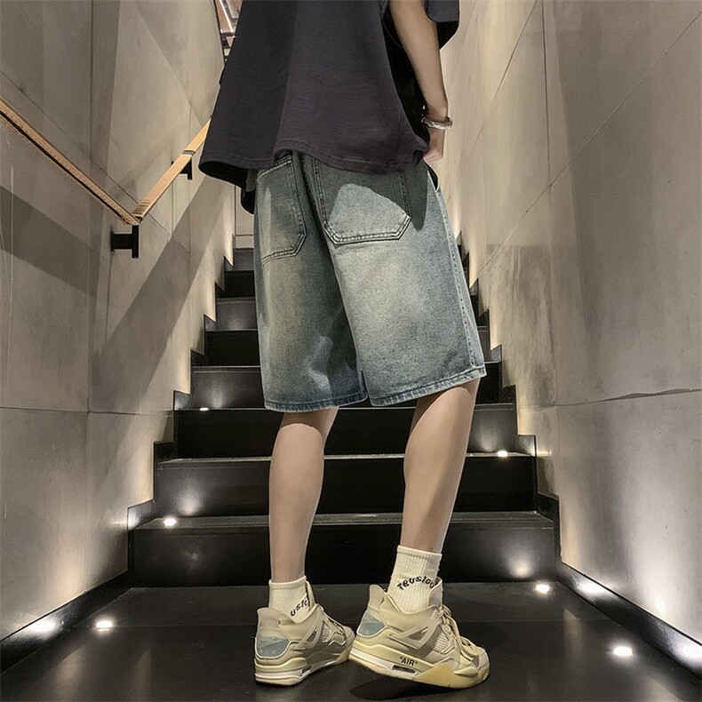 牛仔短裤宽松休闲潮流高街学生五分裤DK502P45,男装牛仔裤,电商D325
