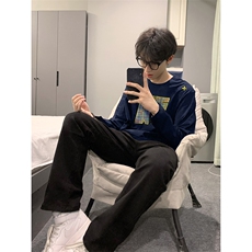已有版权自家图纯棉情侣宽松圆领刺绣卫衣T恤男女WY18-特P35控58，男装T恤，星座205-5