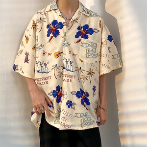 2025夏季印花衬衫时尚青春流行高街宽松型短袖潮流男CS1324-P35图片