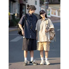 【有货】DH08-P40夏季日系复古短袖衬衫男女情侣五分袖上衣潮，男装衬衫，星座603-2