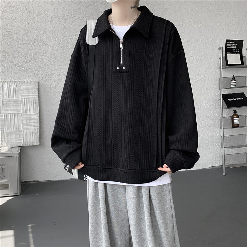 现货 WY10167-特P45 控88 新款高品质大码百搭宽松半拉链卫衣男图片