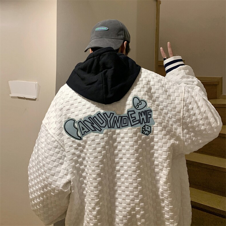 2023春秋季韩版宽松华夫格棒球服字母百搭潮流夹克W5437-P52,男装夹克,星座512-2