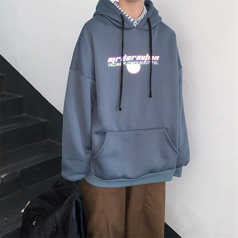910A-Y202秋冬新款反光连帽卫衣潮嘻哈街头情侣中性外套,男装卫衣,星座910A