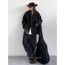 J57-P78美式高街复线设计感牛仔夹克男女2025春秋冬新款宽松，男装T恤，电商B323A