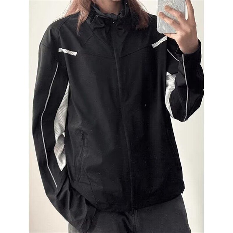 户外凉感透气拼接立领运动防晒衣拼接外套男女宽松薄款上衣F1801,男装夹克,星座1116A（原606A-3）