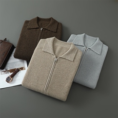 时尚都市男士羊绒开衫简约翻领设计舒适保暖适合秋季穿着男装，男装羊绒开衫，君道羊绒