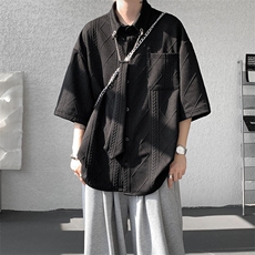 现货CS1126-特P38小众肌理感设计感大码衬衫男（含领带可拆卸），男装衬衫，电商A059