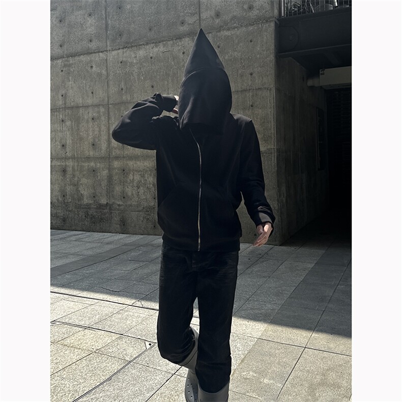 B221美式ins高街暗黑拉链宽松开衫卫衣连帽外套SY2314-P80控108,男装卫衣,电商B221