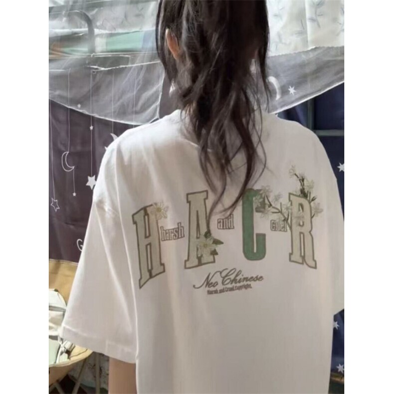 H0767-P35刺绣短袖t恤女夏季新款潮牌宽松上衣，男装T恤，星座617A-2