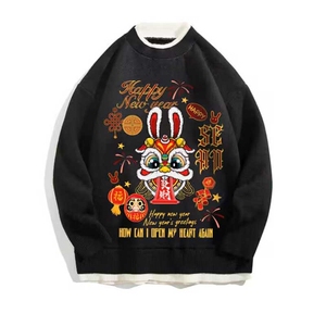 控78 假两件毛衣男大码加绒针织衫男毛线衣M80299-P55 加绒P70图片