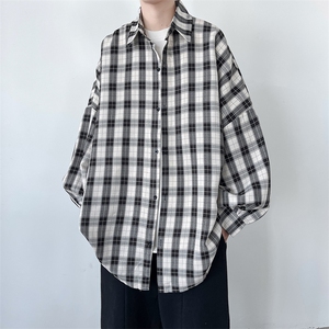 现货格子长袖宽松衬衫男KD554-P40图片