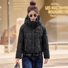 现货2025时尚格纹拼接假两件套连帽百搭潮流白鸭绒羽绒服，女装羽绒服，火爆靓佳人