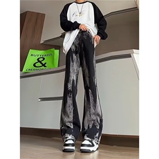 cleanfit潮牌痞帅美式高街扎染水洗牛仔裤男修身微喇裤L82911-P47，男装牛仔裤，星座1008