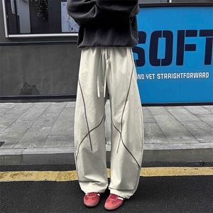 新款撞色哈苏线港风复古防泼水防风大码弯刀裤男K24105-特P25控58