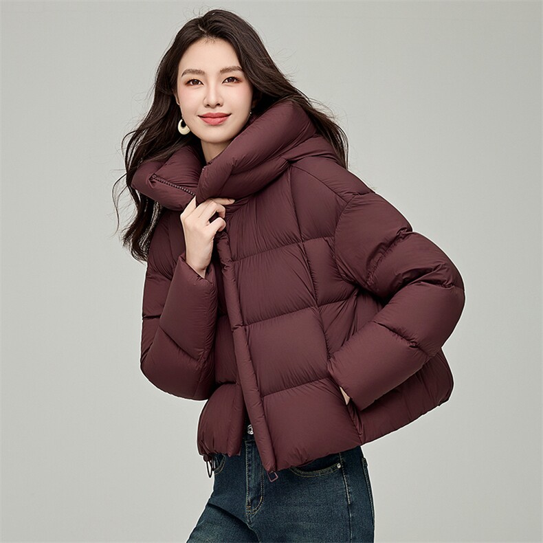 泡芙羽绒服女短款2024冬季新款宽松休闲90白鸭绒加厚黑色外套,女装羽绒服,阿舍尔精品
