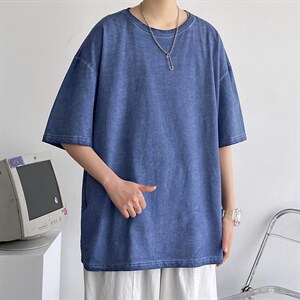 22年纯高品质新款重磅港风潮牌短袖宽松落肩T恤MT35010-P48图片