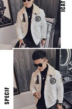 冬季社会小伙翻领羊羔毛机车飞行服棉衣痞帅外套M1195-P128控165，男装棉衣，星座308A