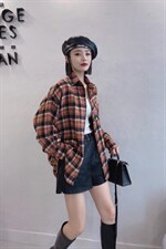 磨毛格子衬衫，女装衬衫，衣香丽舍