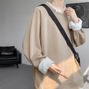 8XL-M加绒假两件卫衣加肥加大码美式复古圆领上衣WY5103P55加绒65图片
