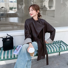 时尚气质韩系设计感春秋季PU风衣外套女A562P175K248，女装风衣，2C268